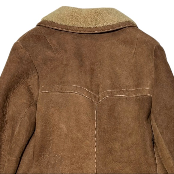 Vintage 70s Shearling California Spring Lamb Coat Double Breasted Sheepskin Tan - Picture 6 of 10